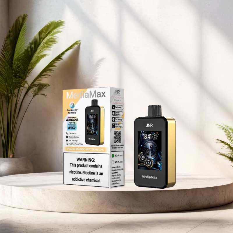 jnr-mediamax-smart-vape-europe-france-belgique-puff-jetable-disposable-40000puffs-Peach-Mango-WatermelonJNR MediaMax 40000